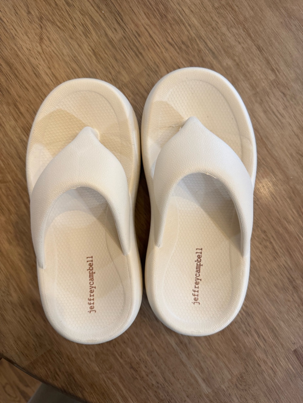 Jeffrey Campbell Cream Platform Thong Sandals